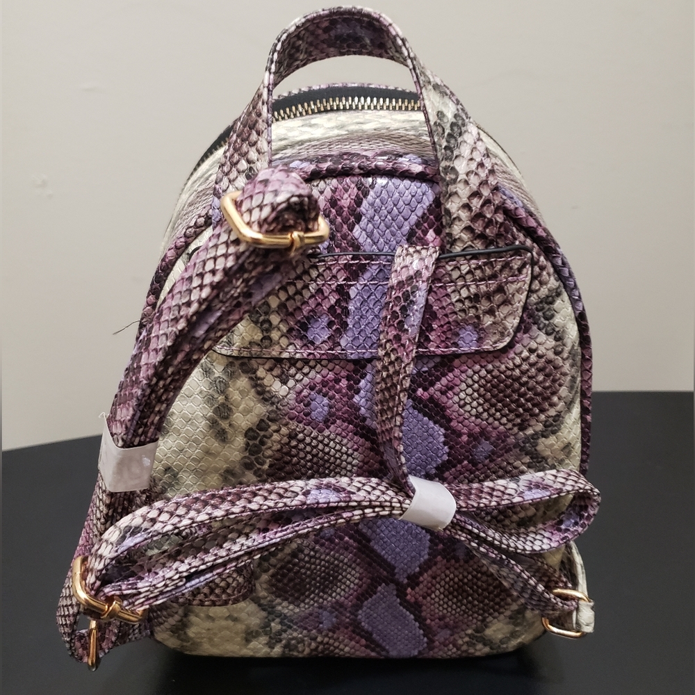 Icing Purple Faux Snakeskin Small Backpack - Picture 6 of 7